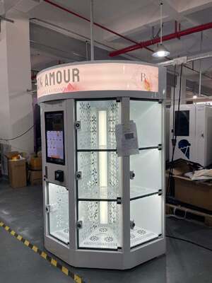 হ্যালো টাটকা ফুলের ভেন্ডিং মেশিন হোয়াইট ১৩ লকার বড় ফুলের তোড়া শপিং মলের জন্য গরম বিক্রয় ক্রেডিট কার্ড পেমেন্ট সিস্টেম