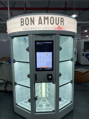 হ্যালো টাটকা ফুলের ভেন্ডিং মেশিন হোয়াইট ১৩ লকার বড় ফুলের তোড়া শপিং মলের জন্য গরম বিক্রয় ক্রেডিট কার্ড পেমেন্ট সিস্টেম