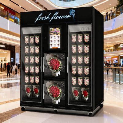 Haloo Vending Machine Supplier 36 Locker Numbers Flower Vending Machine 21.5inch Touch Screen With Cash Card Reader Bill on the Machine