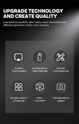 হ্যালো, দেয়ালের সাথে লাগানো পারফিউম স্প্রে ভেন্ডিং মেশিনে চারটি ভিন্ন সুগন্ধি রাখা যায় এবং টেবিলের উপর ব্যবহারের জন্য পাঁচটি নমুনা বোতাম রয়েছে